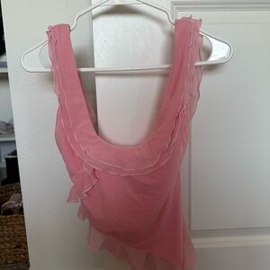 Princess Polly Pink Chiffon Ruffle Blouse